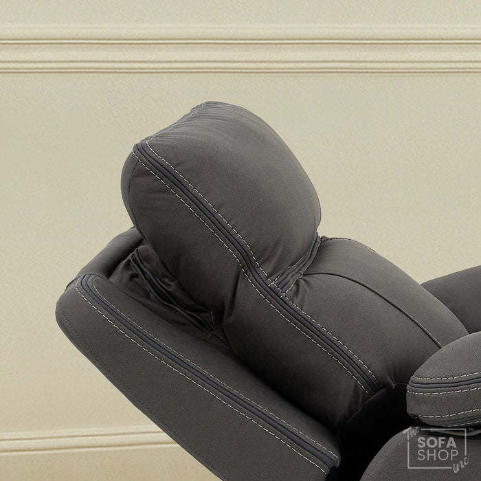1 Seat Electric Recliner Chair Home Cinema Sofa | Hi-Tech Chair In Grey Fabric with Side Pocket + USB + Massage | Vinsonova