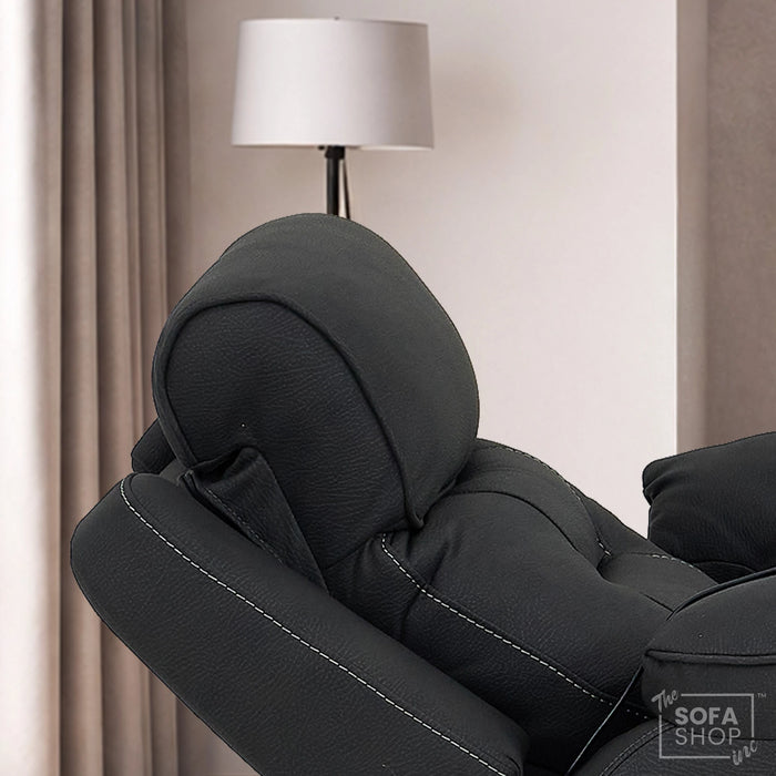 3+1 Charcoal Grey Fabric Electric Recliner Cinema | 2 Piece Sofa Set With Massage, Heated Lumbar, Wireless Charging & Bluetooth Speakers | Florence | The Sofa Shop