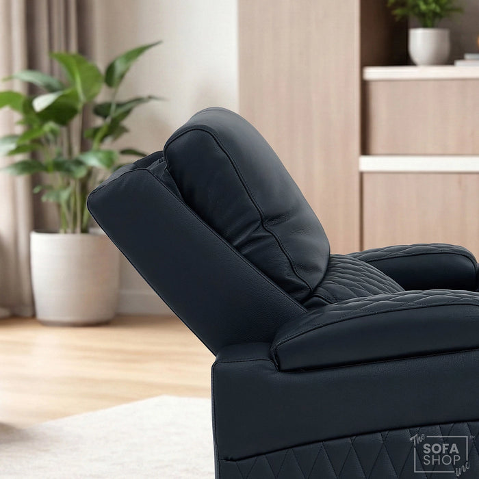 1 Seater Real Leather Electric Recliner Cinema Armchair | 8-Point Vibration Massage + Heated Lumbar + Cooler Cup Holder. Power Grommet, Power Headrest & Detachable Tray Table | Assisi | The Sofa Shop