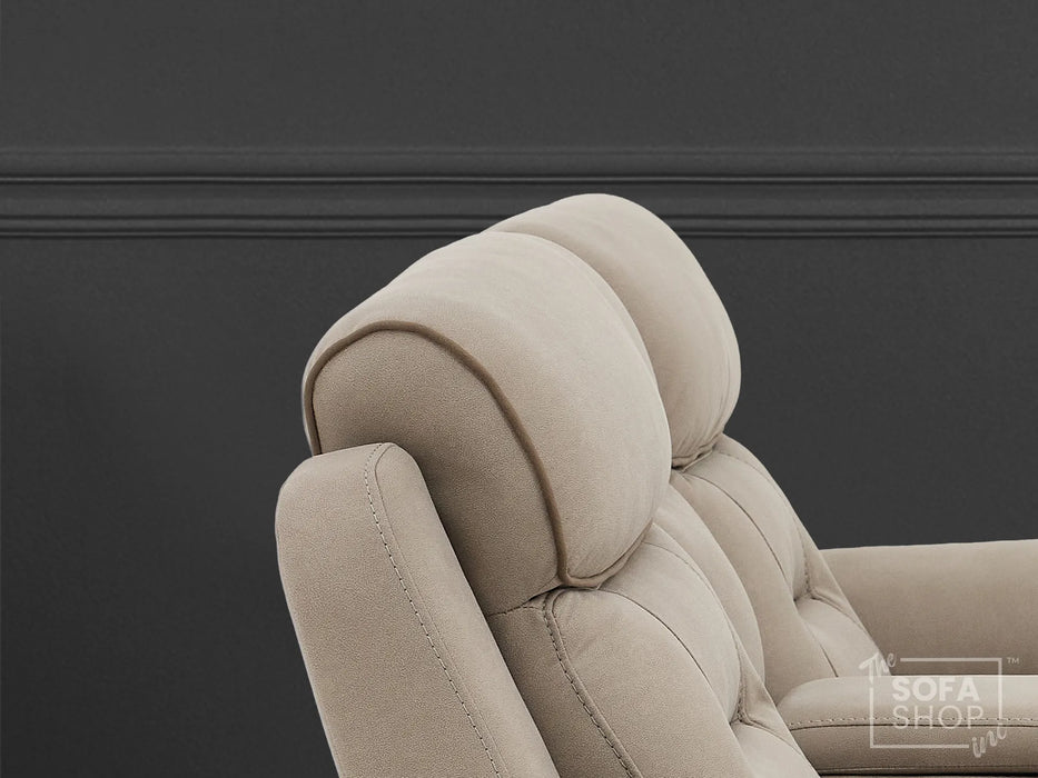 2 Seat Electric Recliner Home Cinema Sofa | Fabric Couch In Beige | Hi-Tech Sofa with Power Recliners, Chilled Cup Holders + Wireless Charging + Console + USB | Florence | The Sofa Shop