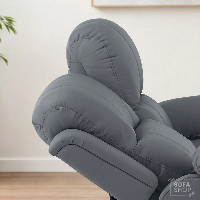 Grey Real Leather Electric Recliner Sofa 2 Seater | Smooth Power Recliner + USB-C Charging | The Sofa Shop