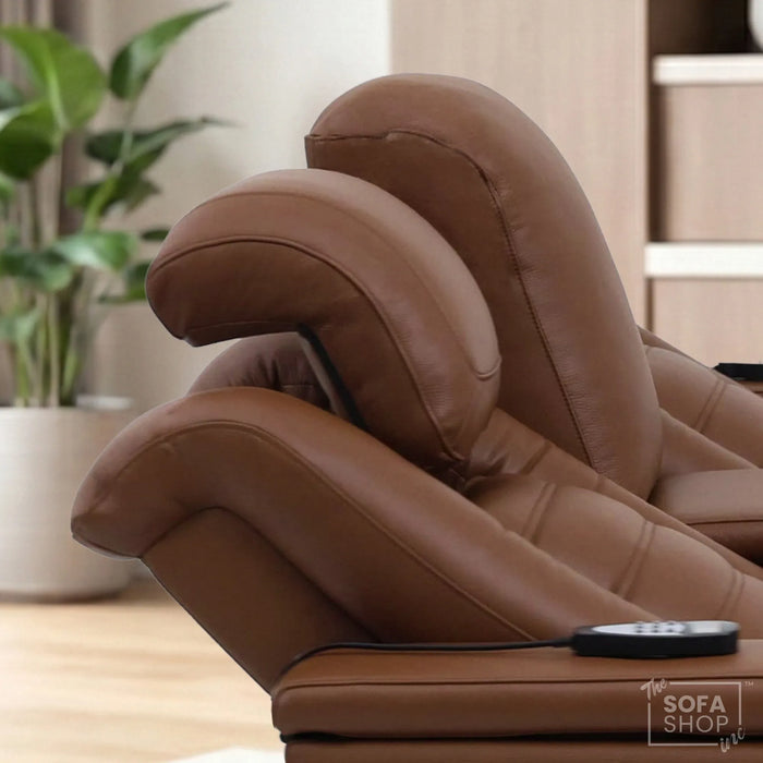 2 Seater Smart Tech Electric Recliner Cinema Sofa | Luxury Theatre Seating | Brown Real Leather | Modena