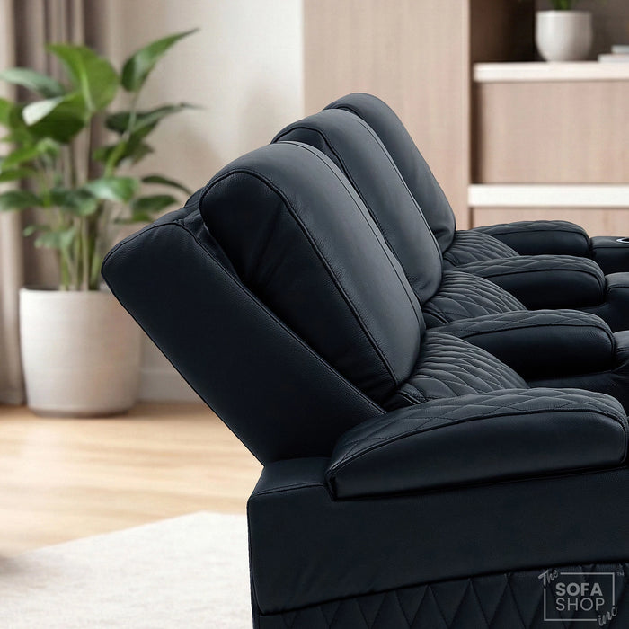 Real Leather 3+1 Seater Electric Recliner Sofa Set | 2-Piece Cinema Suite in Black with Chilled Cupholders & Power Headrests | Assisi | The Sofa Shop