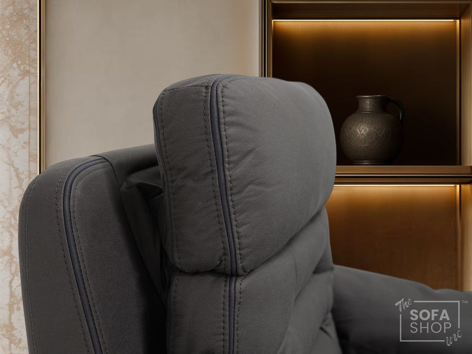 1 Seat Electric Recliner Chair Home Cinema Sofa | Fabric Couch In Grey | Hi-Tech Chair with Power + USB + Massage + Power Headrest | Tuscany Series One | Sofa Sale