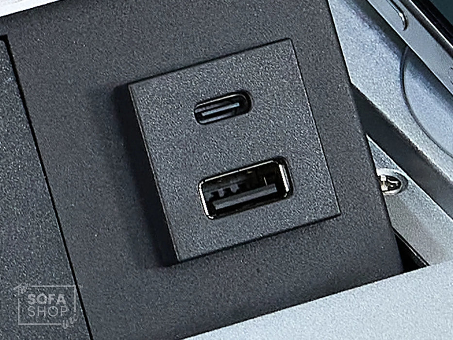 3 Seater Recliner Cinema Sofa | Theatre Couch in Grey Real Leather with USB Ports, Heating, Cup Holders, and Wireless Charger | Capri | The Sofa Shop