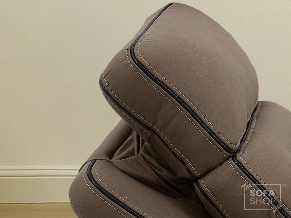 Electric Recliner Chair | 1 Seater Brown Fabric Home Cinema Sofa with Massage, Power Recline, USB Port & Adjustable Headrest | Tuscany | The Sofa Shop