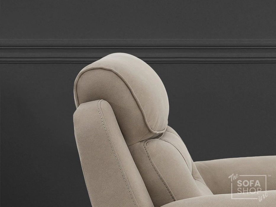 1 Seat Electric Recliner Chair Home Cinema Sofa | Fabric Chair In Beige | Hi-Tech Chair with Massage, Padded Armrests, USB & Power Headrest | Florence