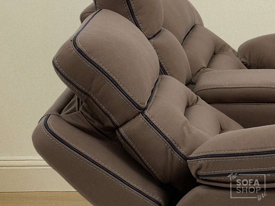2+1 Electric Recliner Sofa Set | Cinema Sofa Package in Brown Resilience Fabric. 2 Piece Cinema Sofa | Hi-Tech Sofa Set With Massage, LED Cup Holders & USB Ports & Storage | Tuscany
