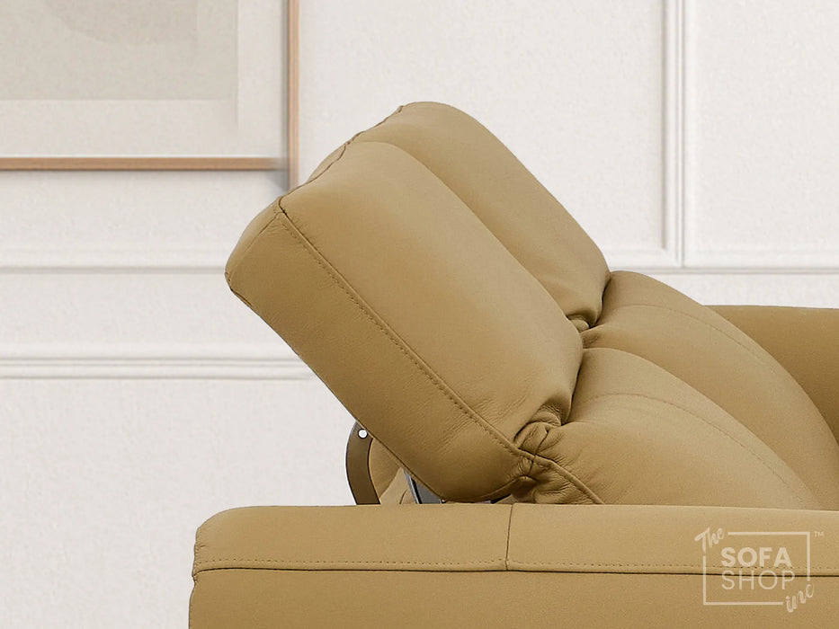 3 Seater Real Leather Recliner Sofa In Tan | Hi-Tech Sofa with Massage, USB Ports & Power Headrest | Turin