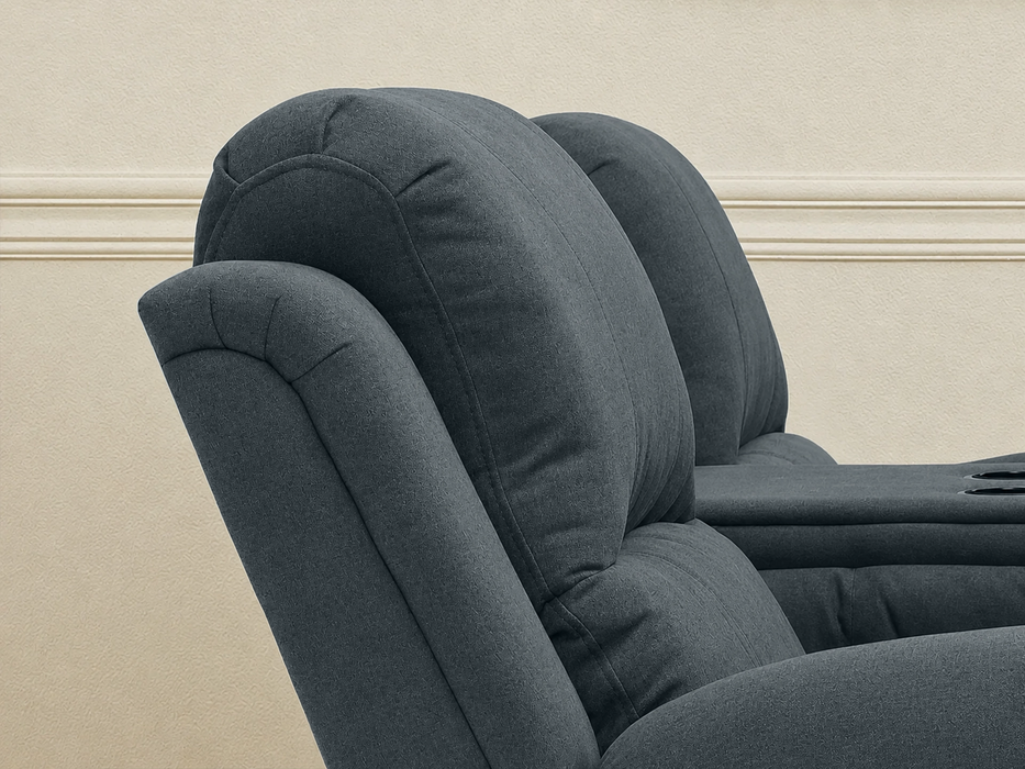 3 Seater Recliner Sofa in Dark Grey Fabric with Drop-Down Table & Cup Holders | Comfortable & Family-Friendly Sofa | Trento | The Sofa Shop