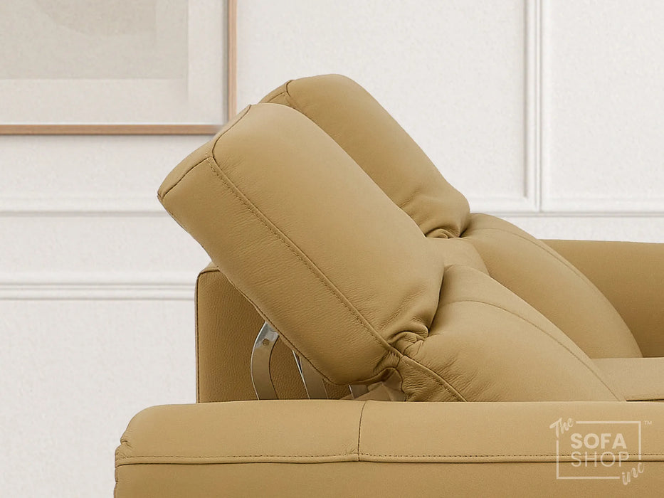 3+2 Real Leather Electric Recliner Sofa Set In Tan | Hi-Tech Sofa Set with Massage, Console, USB Ports, Power Headrest, Wireless Charger & Storage Box | Turin