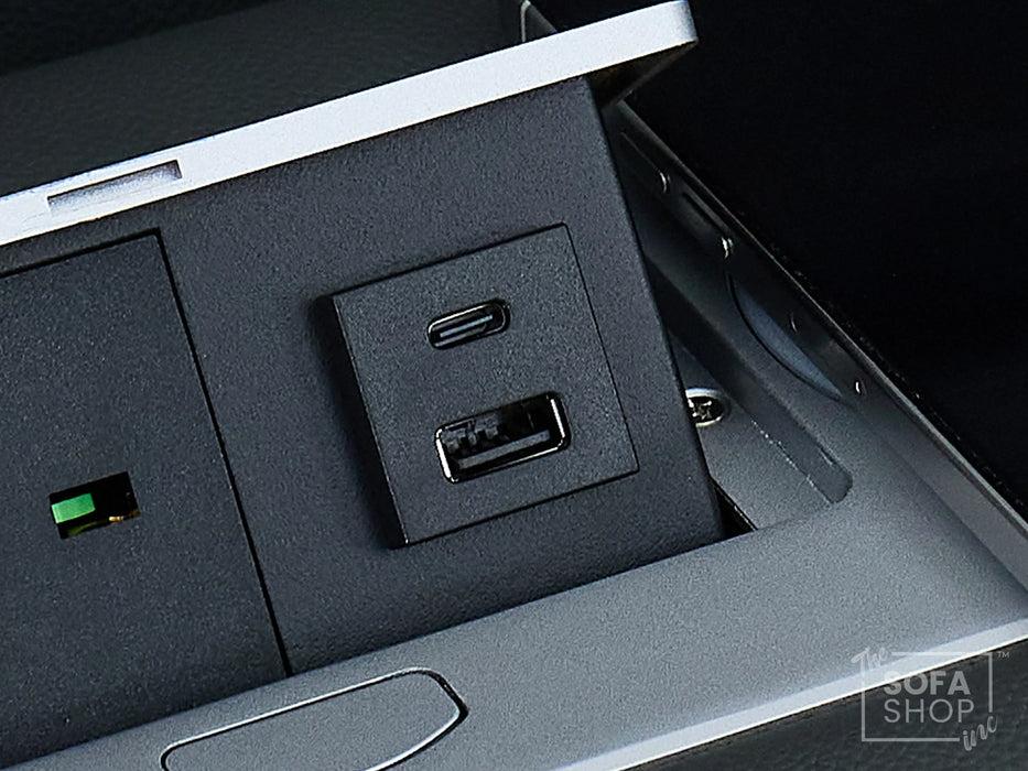 3 Seater Real Leather Electric Recliner Cinema Sofa in Grey | Hi-Tech Sofa with Adjustable Headrest, Lumbar Support, Wireless Charger | Milano | The Sofa Shop