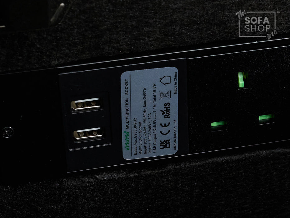 2 Seat Electric Recliner Home Cinema Sofa | Fabric Couch In Charcoal Grey | Hi-Tech Sofa with Massage + Chilled Cupholders + Console + USB | Florence