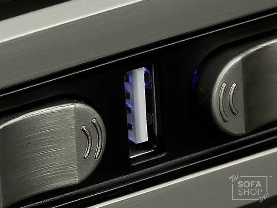 Real Leather Electric Recliner Chair In Green | Hi-Tech Chair with Massage, Power Headrest + USB Charging Ports | Turin