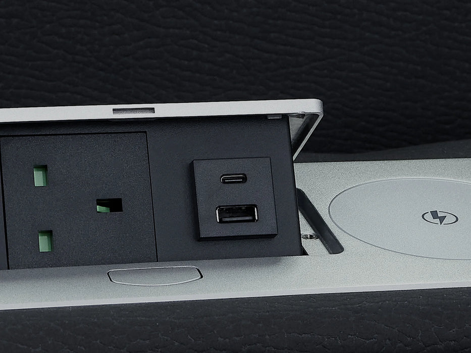 3 Seat Electric Recliner Home Cinema Sofa | Fabric Couch In Charcoal Grey | Hi-Tech Sofa with Massage + Cupholders + Table + Power Headrests + Speakers | Florence