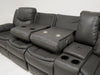 4 Seater Electric Recliner Sofa in Grey Leather with Wireless Charging, USB Ports, Cup Holders, and 2 Drop-Down Tables | Slightly Used | Highgate | Second Hand Sofa 90