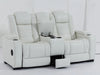 2 Seat Electric Recliner Home Cinema Theatre Sofa | Real Leather Couch In White + Cooling Cup Holders + Power Headrest + Bluetooth Speaker + Storage - Napoli - 28