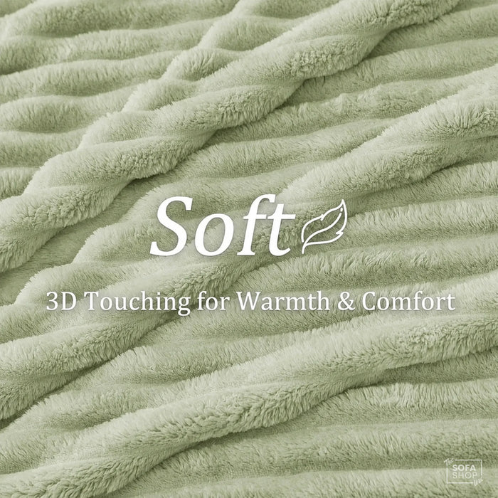 Elegant Green Flannel Plush Blanket 150x200cm | Luxuriously Soft Warm Blanket for Couch Bed Sofa | The Sofa Shop