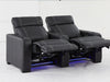 2 Seater Reclining Smart Couch | Electric Hi-Tech Sofa in Black Real Leather With USB Ports, Power Recliners & LED | Catania | The Sofa Shop - 31