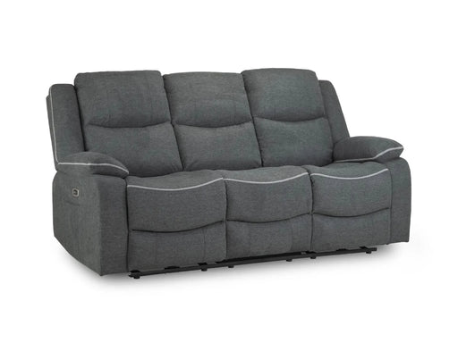 3 Seater Electric Reclining Sofa | Grey Fabric Recliner Couch with, Power Seats & USB Charging Ports | Harald | The Sofa Shop