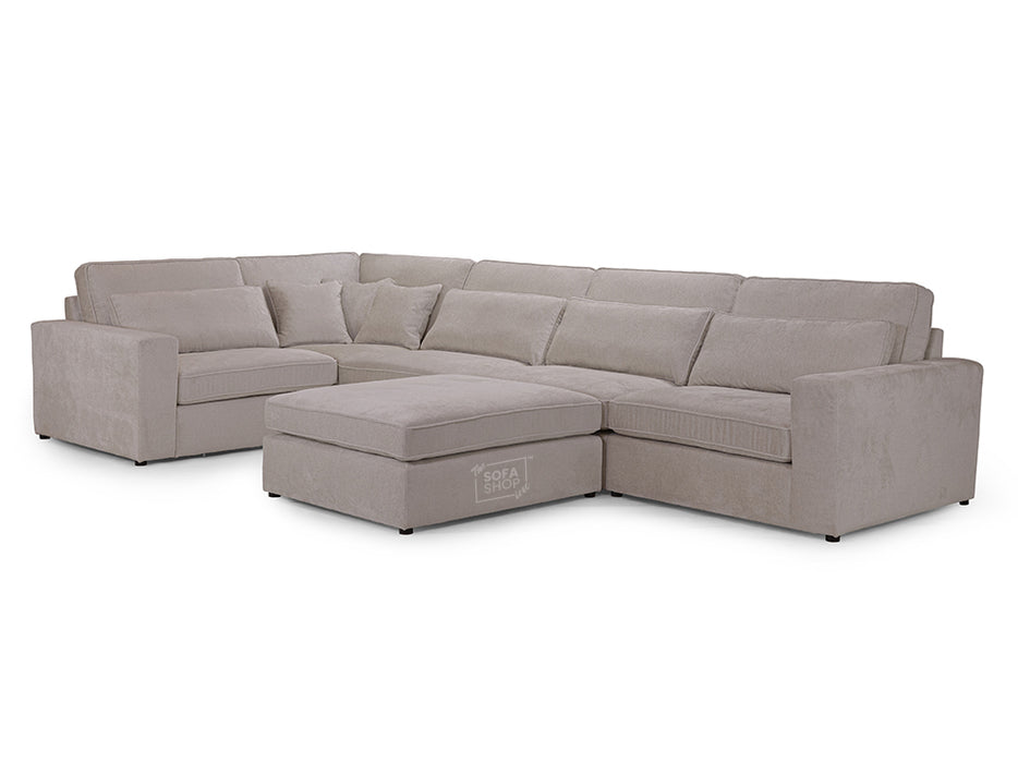 Left Hand Facing Corner Sofa in Grey, White Or Mocha Fabric -  Kiana