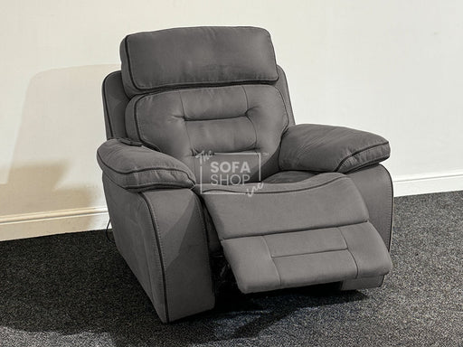 Tuscany Electric Recliner Grey Fabric Chair - Minor Scuffs On Leather - Second Hand Sofas 52