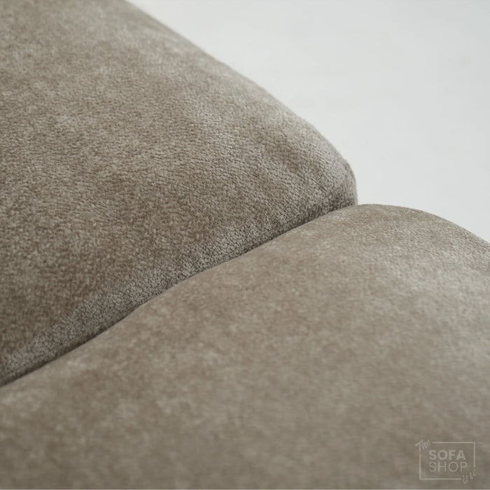 Static Beige Fabric 2 Seater Couch With Removable Cushions, Static Design | Dent On RHF Arm | Genova | Second Hand Sofa 26