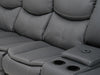 4 Seater Electric Recliner Sofa in Grey Leather | Different Colour Stitching on Left-Hand Facing and Right-Hand Facing Sides | Highgate | Second Hand Sofa 85 (New – Mismatched Stitching)