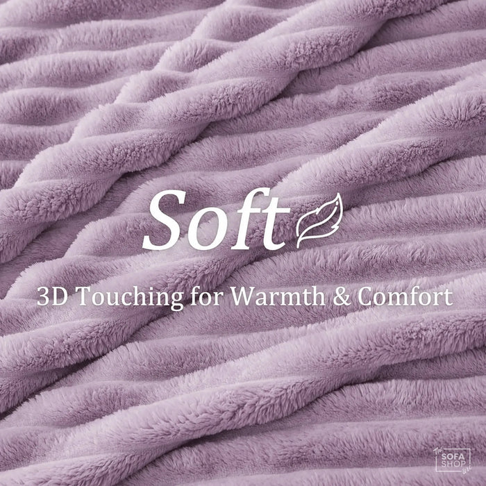 Purple Flannel Plush Blanket | 150 x 200cm | Fluffy Warm Cosy Throw with Ultra-Soft Fleece + Machine Washable Care | Boston | Bed, Sofa And Couch Blanket | The Sofa Shop