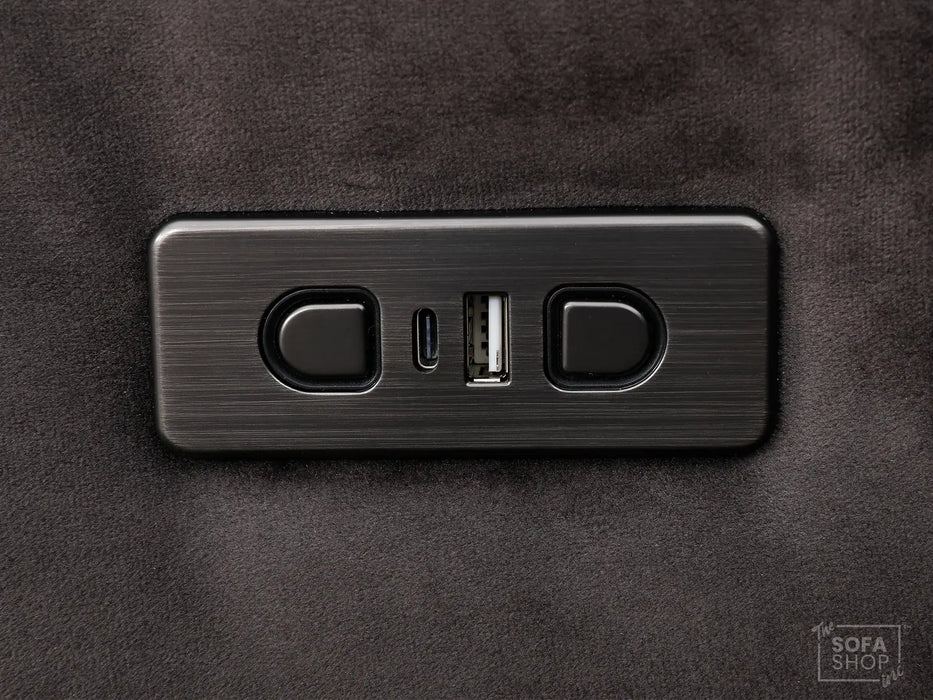 Extendable Electric Sofa - Bed in  Grey Fabric | 3 Seater Home Cinema Couch with Power Sliding Mechanism & USBc Ports | Murcia