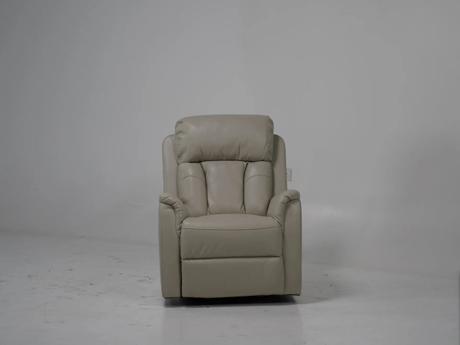 Cream Leather Reclining Rocker & Swivel Chair - 14