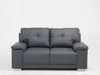 2 Seater Grey Leather Sofa – Timeless Elegance with Chrome Feet - Kansas - 20