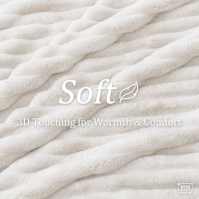 White Flannel Plush Blanket | 150 x 200cm | Fluffy Warm Cosy Throw with Ultra-Soft Fleece + Machine Washable Care | Boston | Bed, Sofa And Couch Blanket | The Sofa Shop (Copy)