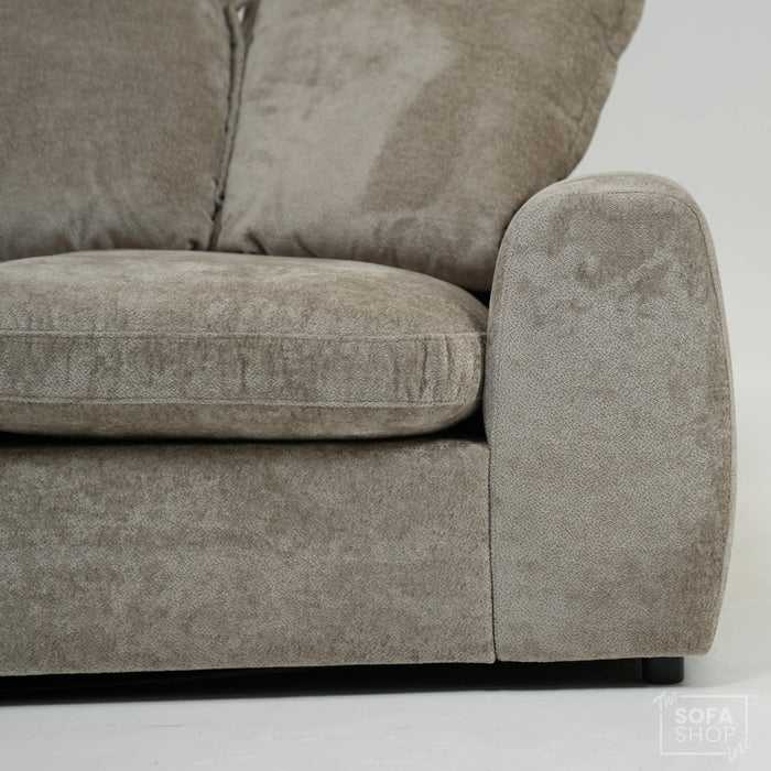 2 Seater Beige Static Sofa With Removable Cushions | Dent On LHF Arm | Genova | Second Hand Sofa 29