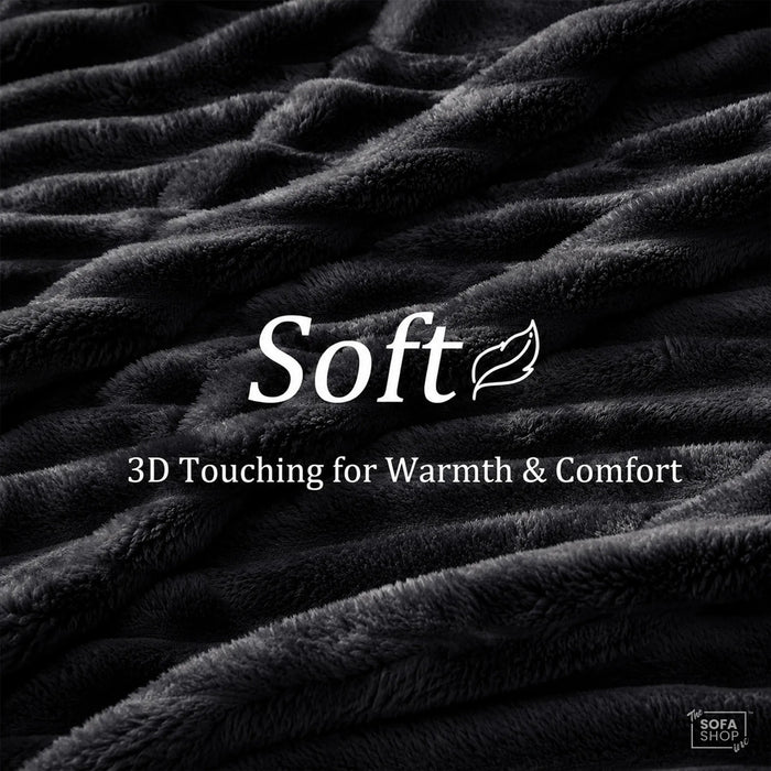 Cozy Deep Grey Flannel Plush Blanket 150x200cm | Ultra Soft Warm Throw for Couch Bed Sofa | The Sofa Shop