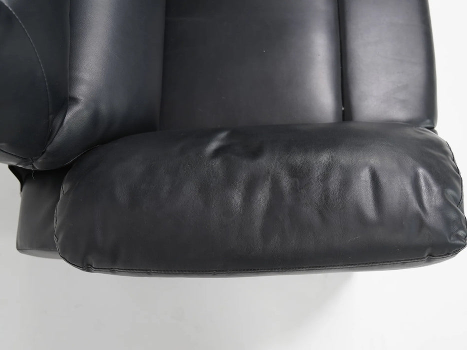 Black Leather Recliner Chair | Rip on Left Side Panel Near Recliner Handle, Tiny Rips on Left Back Panel, Missing Both Ears, Right Side Panel Rip Front & Back| Veneto | Second Hand Sofas 9