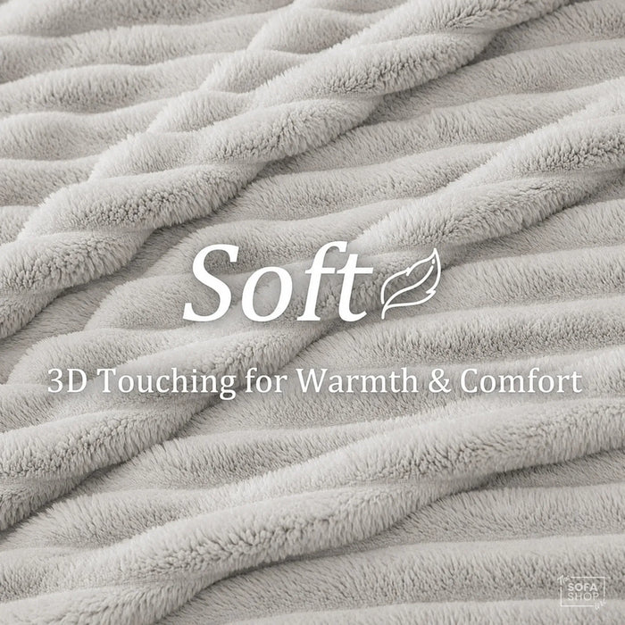 Modern Grey Flannel Plush Blanket 150x200cm | Fluffy Warm Cozy Throw for Couch Bed Sofa  | The Sofa Shop