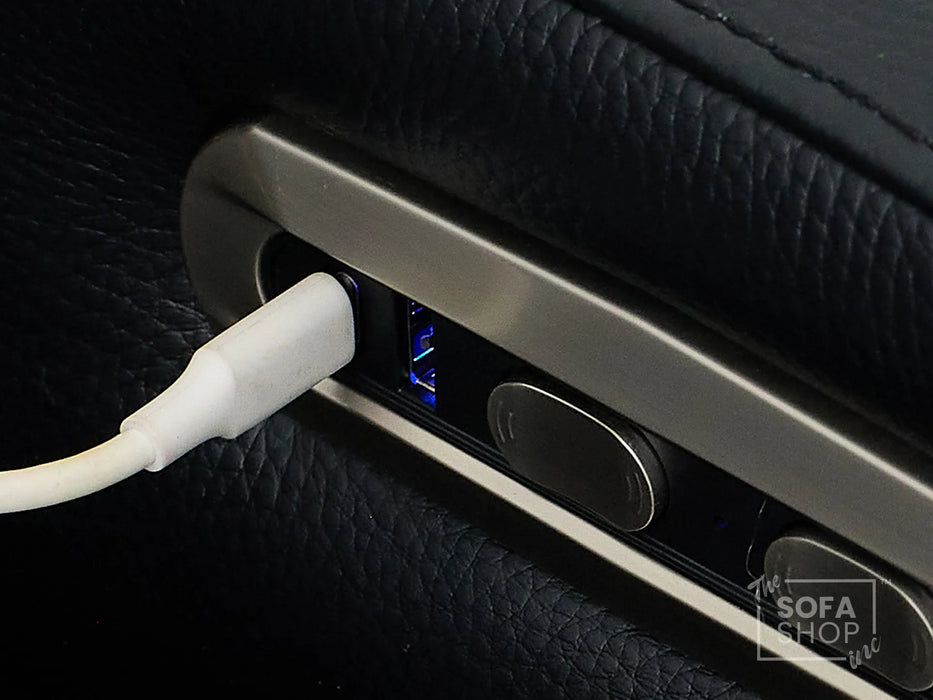 Real Leather 3+1 Electric Recliner Sofa Set In Black | Cinema Sofa Seats Package with USB Ports, Storage & Charger | Capri