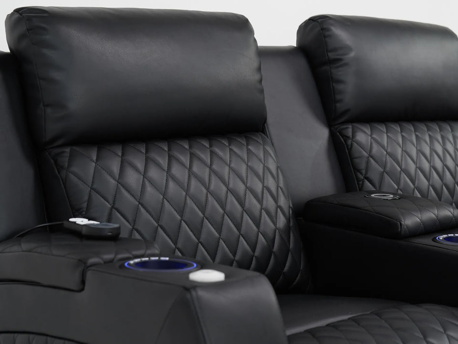 3 Seater Electric Recliner Cinema Sofa In Black Leather | Cinema Sofa | Venice Series One | Sample Sofas 49