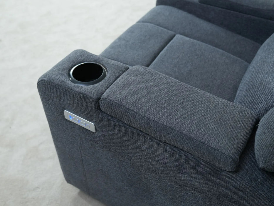 2 Seater Electric Recliner Sofa in Grey Tweed Fabric | Worn Fabric, Uneven Ears | Lawson | Ex Display Sofas 113