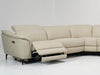 Cream Leather Curved Arm Recliner Corner Sofa with Power Headrest + USB + Storage + Silver Cup Holders - 34