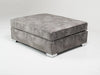 Large Grey Plush Velvet Footstool - 40