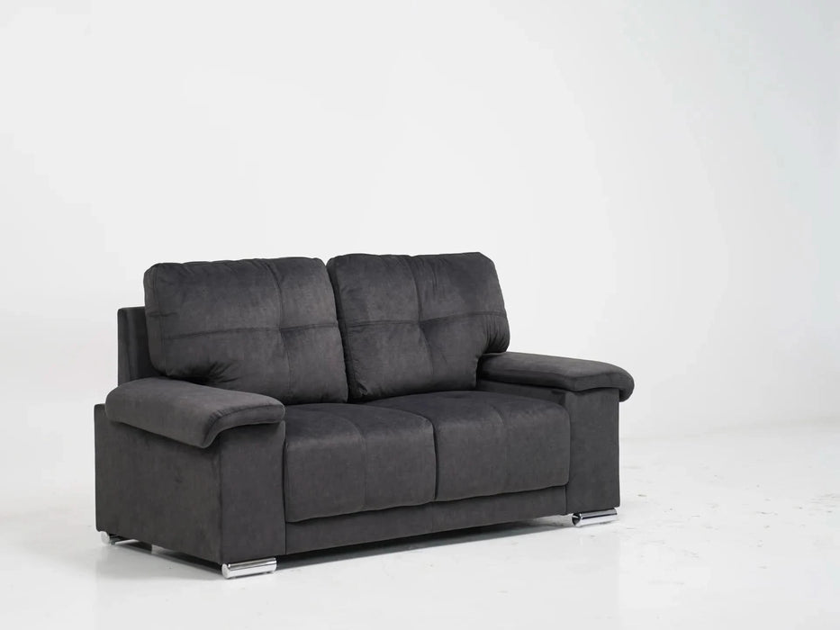 2 Seater In Dark Grey Velvet With Chrome Feet Kansas - Sample Sofas 19