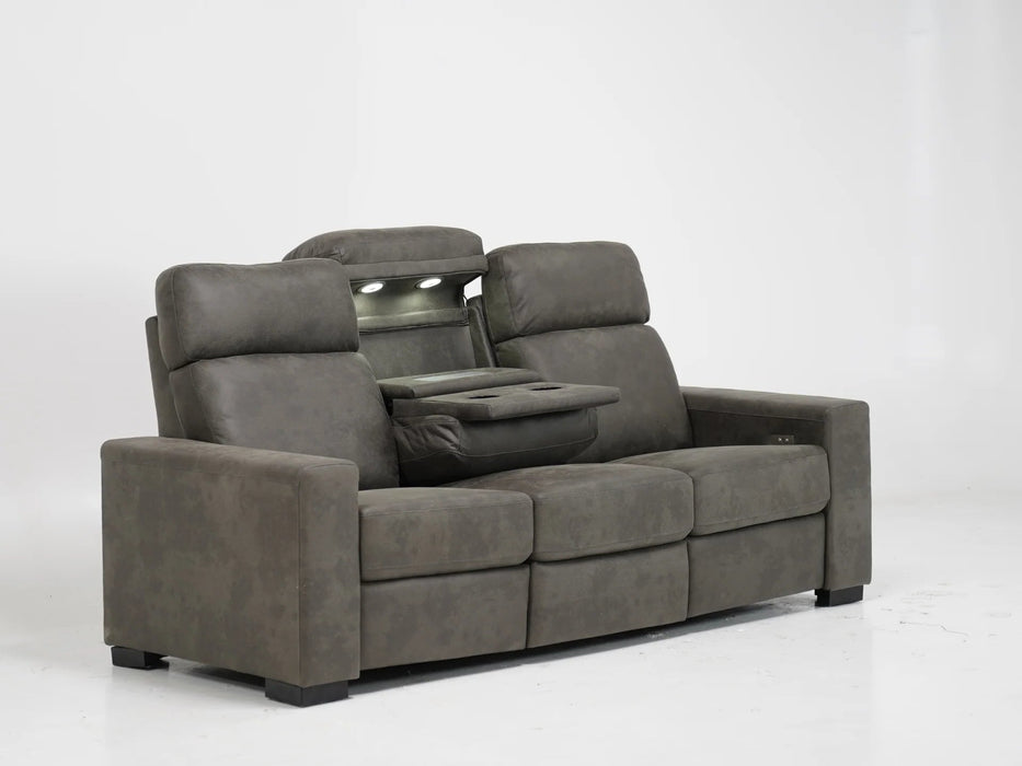 3 Seater Electric Recliner Sofa in Grey Fabric with Drop Down Table, Reading Lights, Cup Holders & Wireless Charger - Palmero - 22