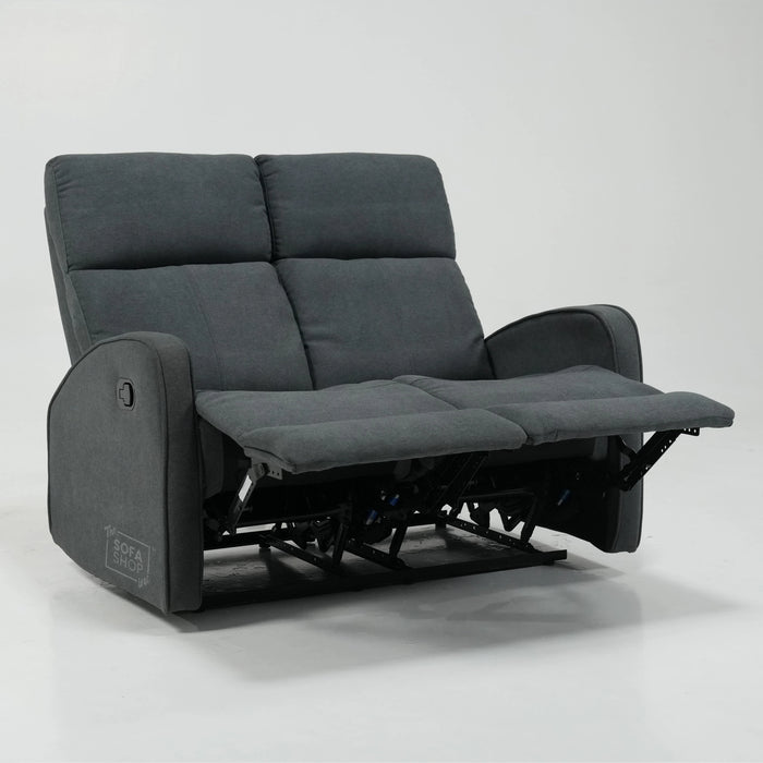 2 Seater Manual Fabric Sofa in Dark Grey | Fully Reclining Seats With Ripped Backrest | Parma | Second Hand Sofa 08