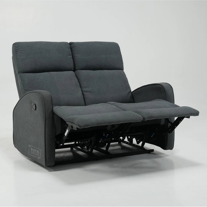2 Seater Manual Fabric Sofa in Dark Grey | Fully Reclining Seats With Ripped Backrest | Parma | Second Hand Sofa 08