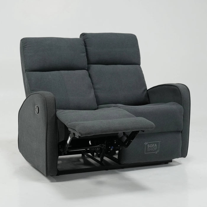 2 Seater Manual Fabric Sofa in Dark Grey | Fully Reclining Seats With Ripped Backrest | Parma | Second Hand Sofa 08