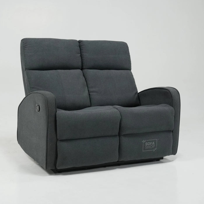2 Seater Manual Fabric Sofa in Dark Grey | Fully Reclining Seats With Ripped Backrest | Parma | Second Hand Sofa 08