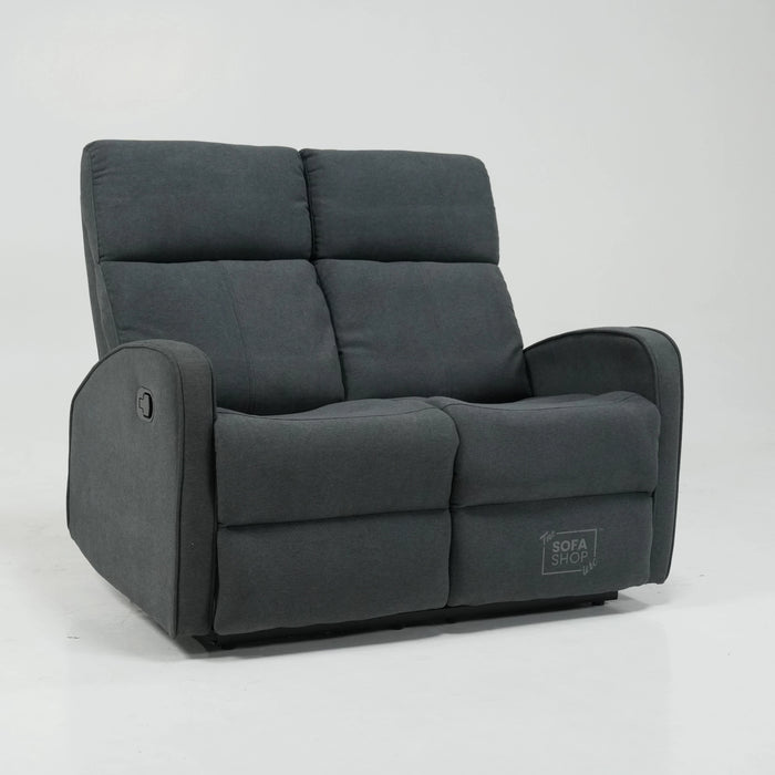 2 Seater Manual Fabric Sofa in Dark Grey | Fully Reclining Seats With Ripped Backrest | Parma | Second Hand Sofa 08
