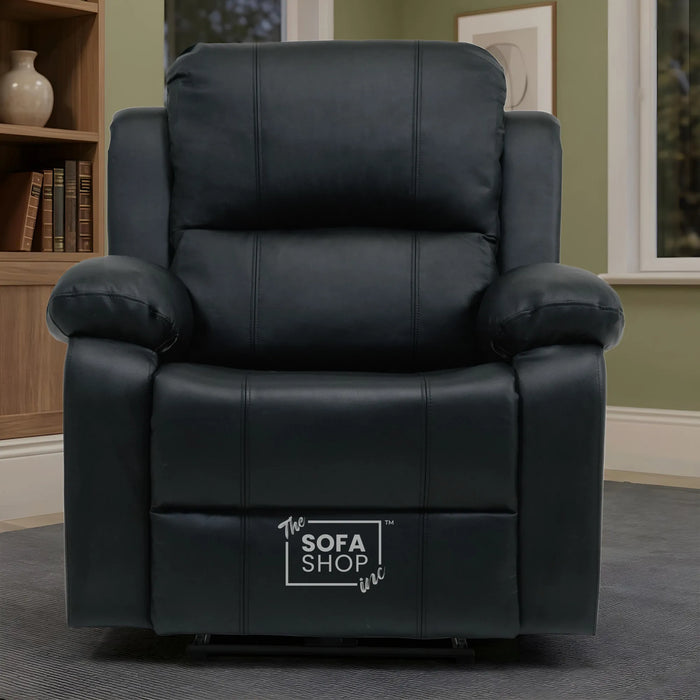 1 Seater Black Real Leather Electric Recliner Armchair | Smooth Power Recliner Mechanism & High-Speed USB-C | Trento | The Sofa Shop